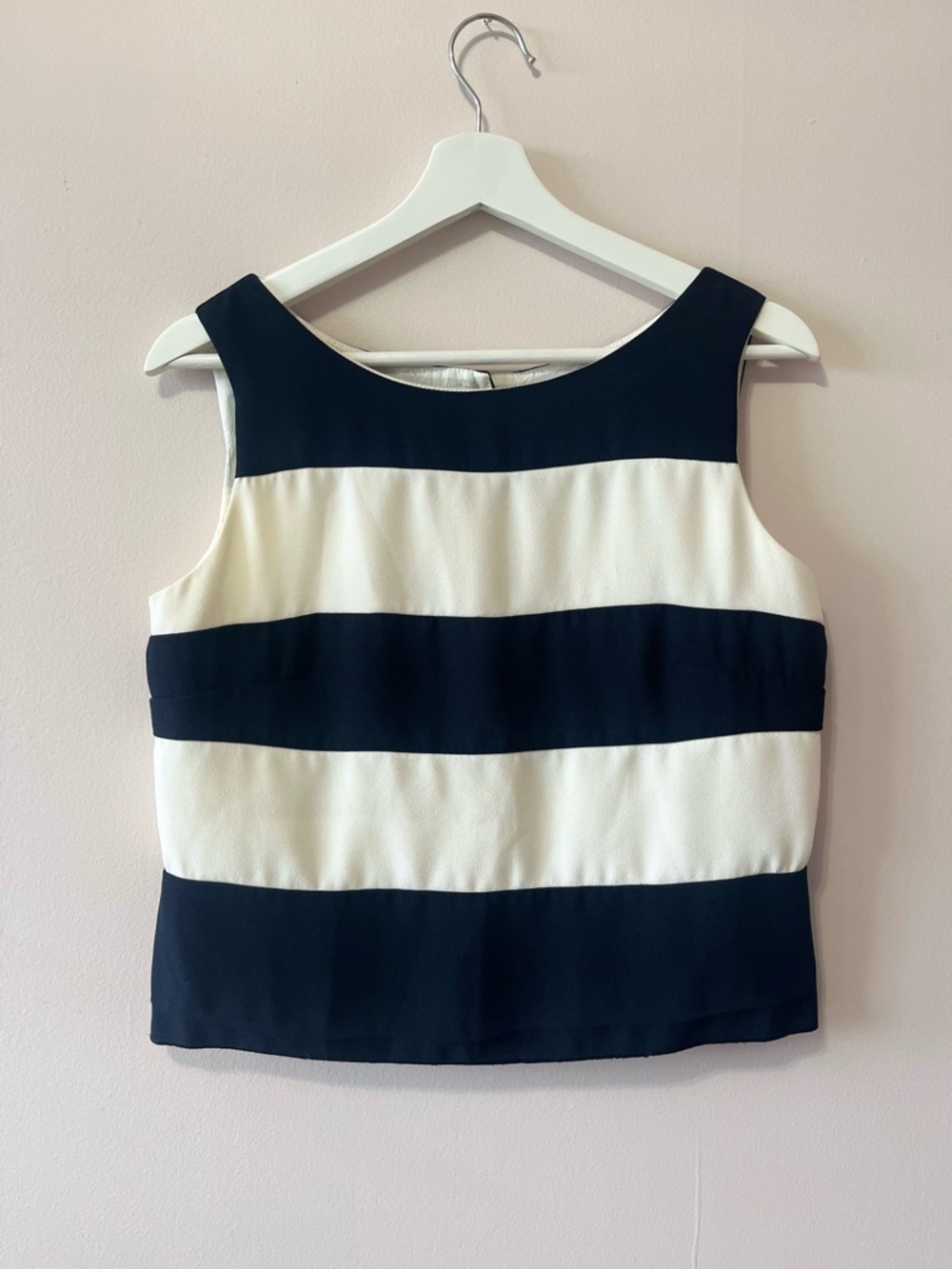 Striped Sleeveless Crewneck Top in Black and White